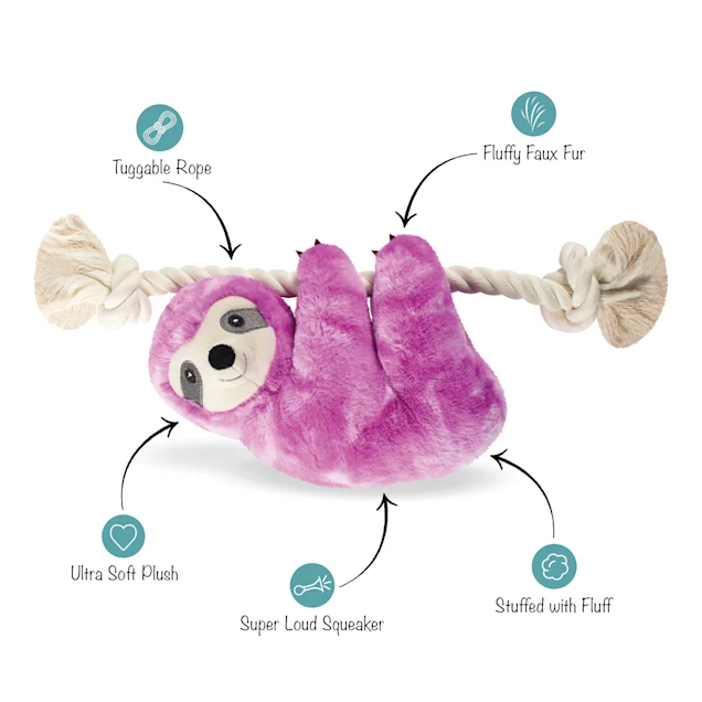 Purple sloth on a rope